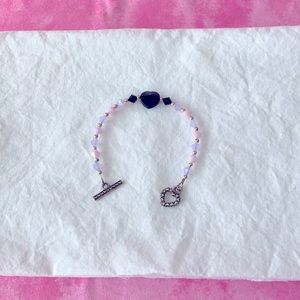 Swarovski Pink Crystals Black Onyx Heart Bracelet